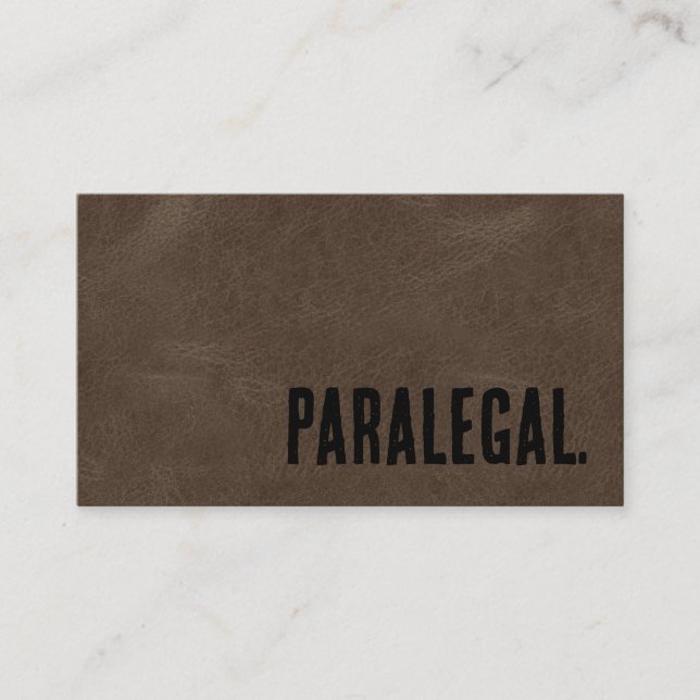 Tarjeta De Visita Premier Brown Faux Leather Paralegal (Anverso)