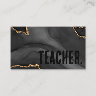 Tarjeta De Visita Premier Negro y Dorado Glitter Agata Minimalista