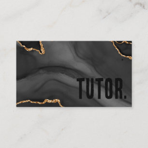 Tarjeta De Visita Premier Negro y Dorado Glitter Agata Minimalista