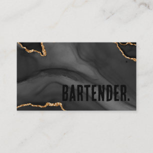Tarjeta De Visita Premier Negro y Dorado Glitter Agata Minimalista