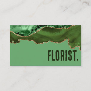 Tarjeta De Visita Premier Verde y Dorado Glitter Agata Minimalista