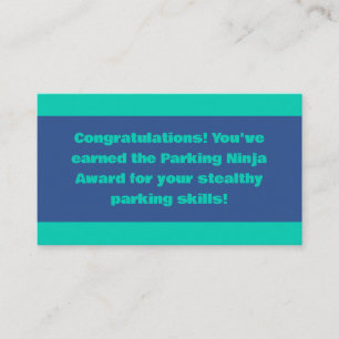 Tarjeta De Visita Premio Parking Ninja