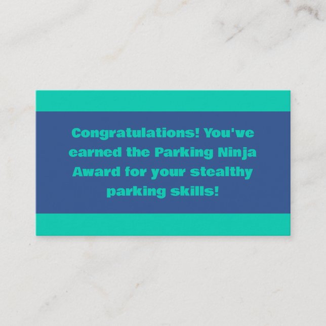 Tarjeta De Visita Premio Parking Ninja (Anverso)