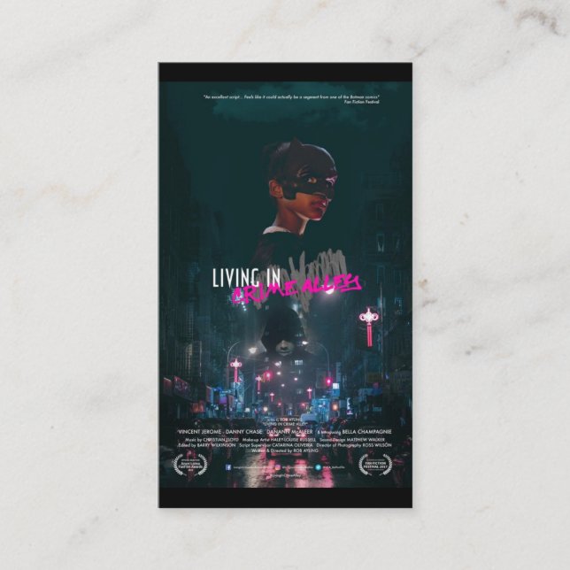 Tarjeta De Visita Premios Azure Lorica FanFilm - Living In Crime All (Anverso)