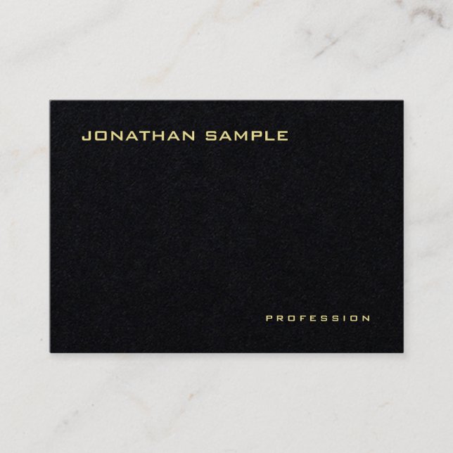 Tarjeta De Visita Premium Black Elegant Modern Template Gold Text (Anverso)