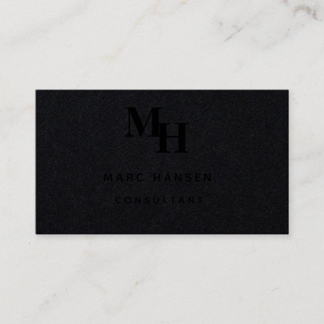 Tarjeta De Visita Premium Black Monogram Modern Luxury Business Card (Anverso)
