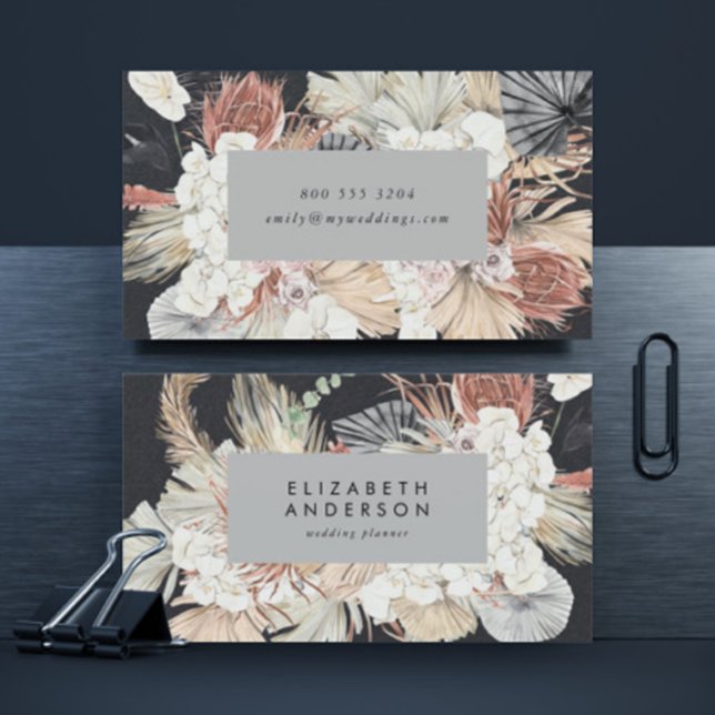 Tarjeta De Visita Premium Black Pampas Grasa Floral Ultimate Gris (Subido por el creador)