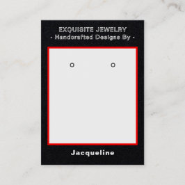 Tarjeta De Visita Premium Black Red Earring Display QR