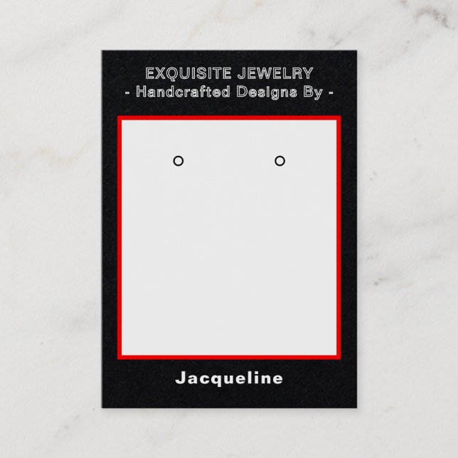 Tarjeta De Visita Premium Black Red Earring Display QR  (Anverso)
