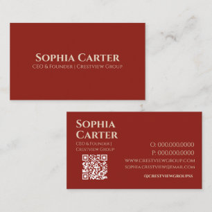 Tarjeta De Visita Premium de código QR rojo elegante profesional