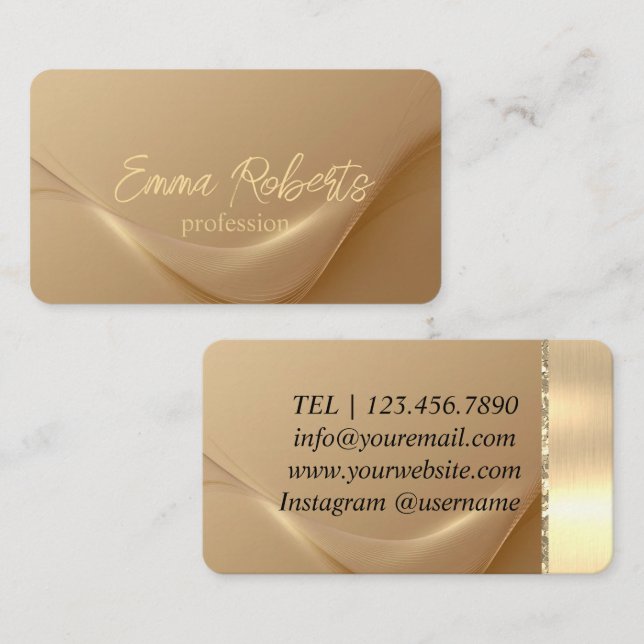 Tarjeta De Visita Premium Golden Lines Luxury (Anverso / Reverso)