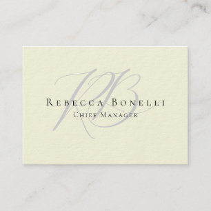 Tarjeta De Visita Premium Grueso Exclusivo Moderno Monograma Beige