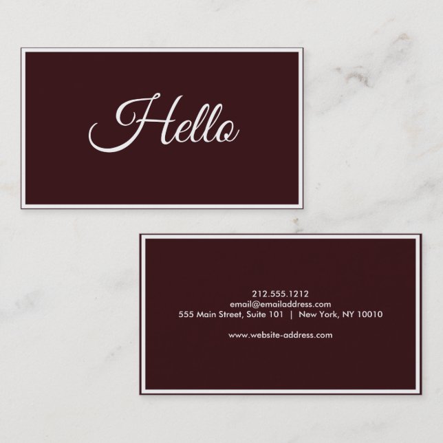 Tarjeta De Visita Premium Hello (Anverso / Reverso)