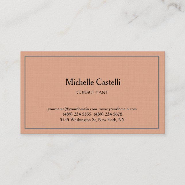 Tarjeta De Visita Premium Linen Profesional Único Clásico Simple (Anverso)