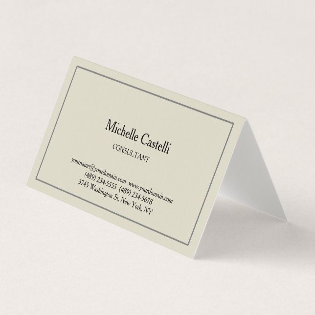 Tarjeta De Visita Premium Linen Profesional Único Clásico Simple (Anverso)
