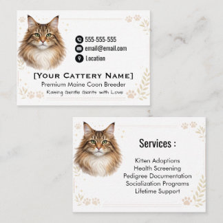 Tarjeta De Visita Premium Maine Coon Breeder Business Card 