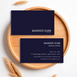 Tarjeta De Visita Premium Navy Pinstripe Business Card