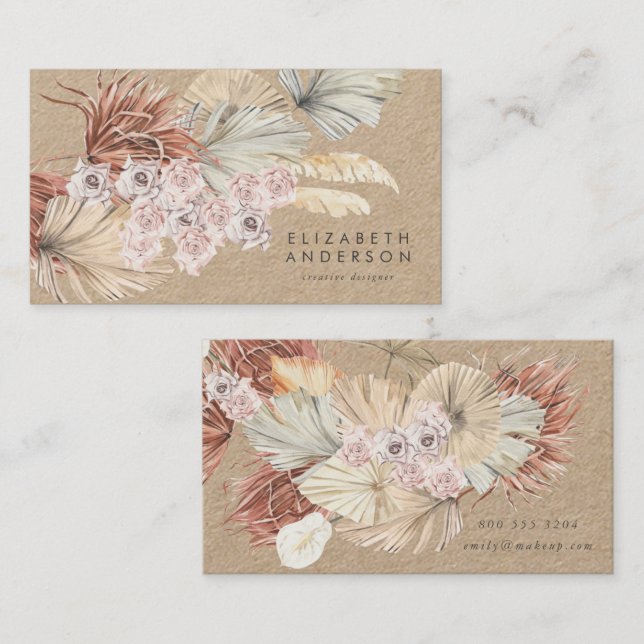 Tarjeta De Visita Premium Pampas Original Kraft Moderno Designer (Anverso / Reverso)