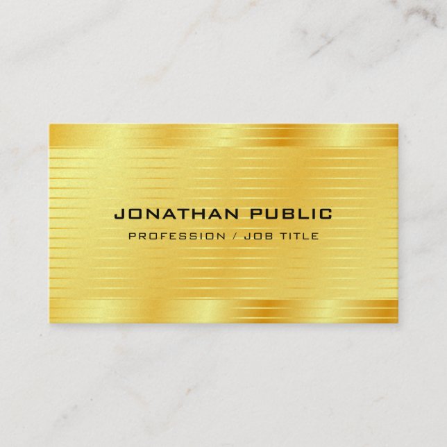 Tarjeta De Visita Premium Pearl Finish Faux Gold Elegant (Anverso)