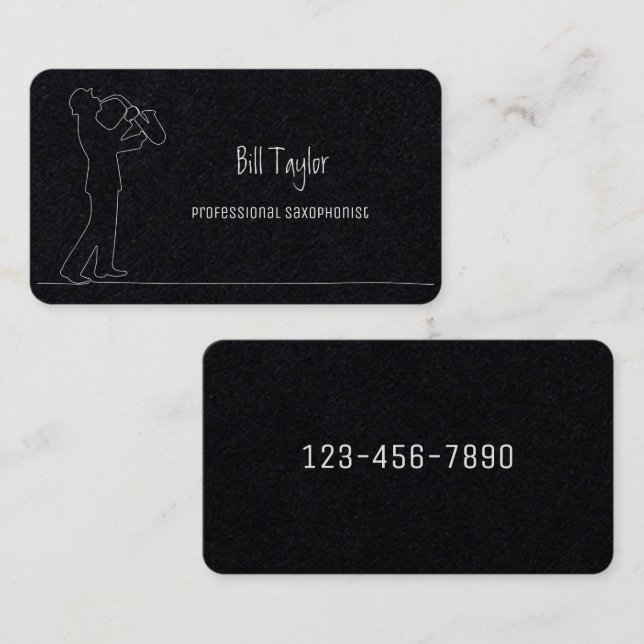 Tarjeta De Visita Premium saxofonista (Anverso / Reverso)