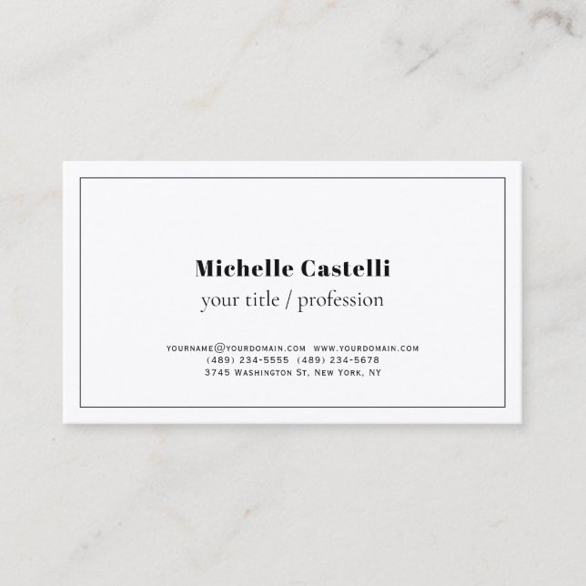 Tarjeta De Visita Premium Silk Profesional Único Clásico Simple (Anverso)