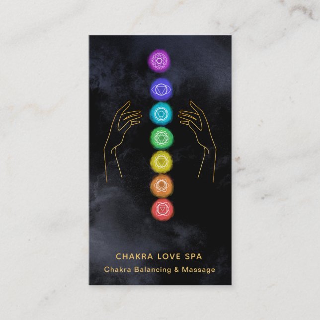 Tarjeta De Visita *~* Preocupa Los Símbolos Chakra + Las Manos De Sa (Anverso)