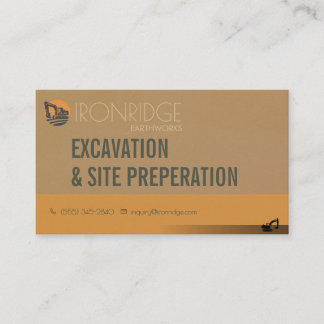Tarjeta De Visita Preparación del Sitio de Excavación Tan