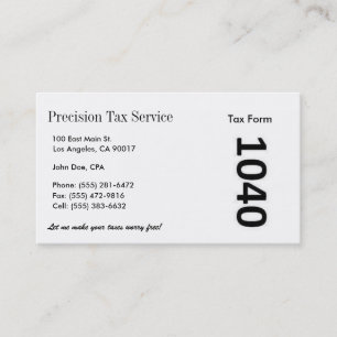 Tarjeta De Visita Preparación W/W del impuesto