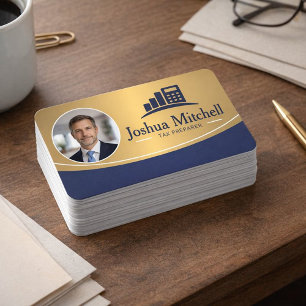 Tarjeta De Visita Preparador de Impuestos con Foto Personalizada Pro