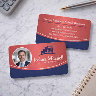 Tarjeta De Visita Preparador de impuestos con foto personalizada pro