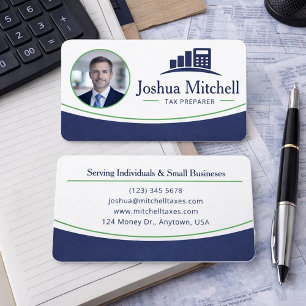 Tarjeta De Visita Preparador de impuestos con foto personalizada pro