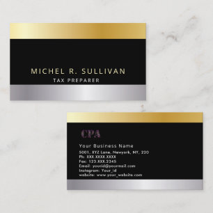 Tarjeta De Visita Preparador de impuestos elegante oro negro