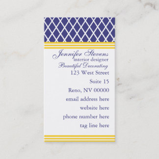 Tarjeta De Visita Preppy Naval Lattice