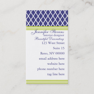 Tarjeta De Visita Preppy Naval Lattice