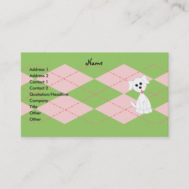 Tarjeta De Visita Preppy Puppy (Anverso)