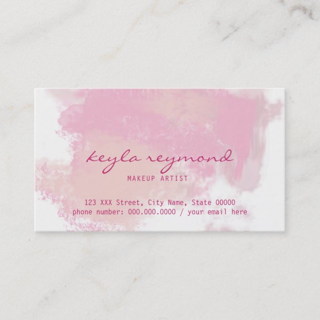 Tarjeta De Visita Presentación rosa / maquillaje de maquillaje rosad (Anverso)