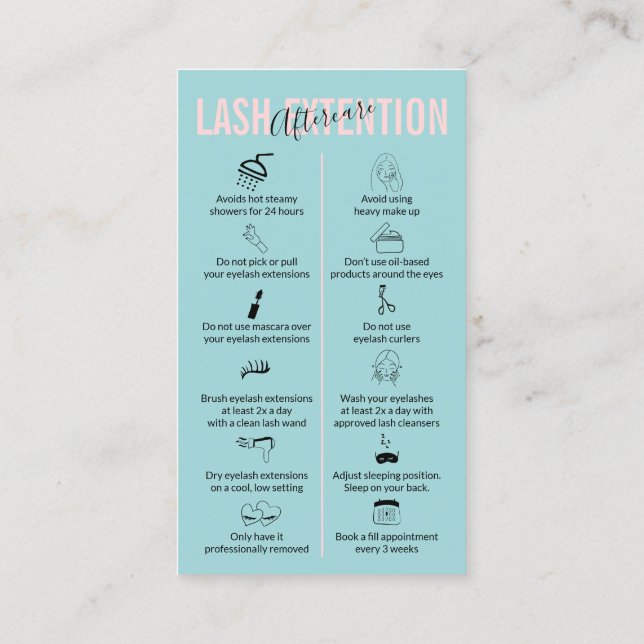 Tarjeta De Visita Preservación de la extensión de las pestañas de ma (Reverso)