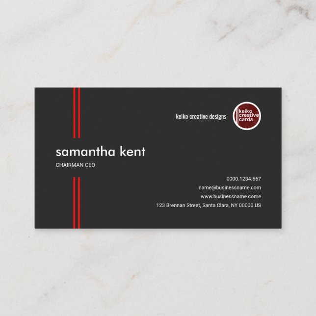 Tarjeta De Visita Presidente rojo Piercing gris simple del CEO de (Anverso)