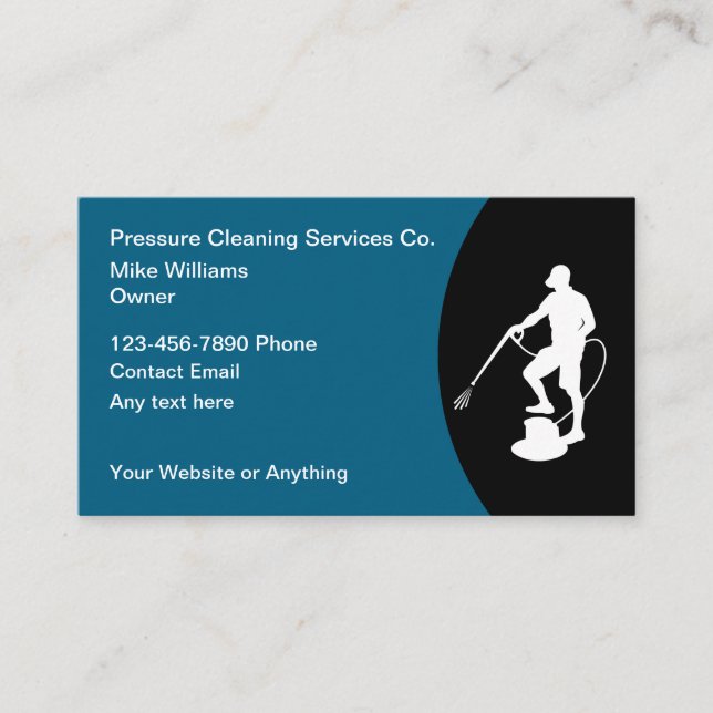 Tarjeta De Visita Pressure Cleaning Services Modern Business Cards (Anverso)
