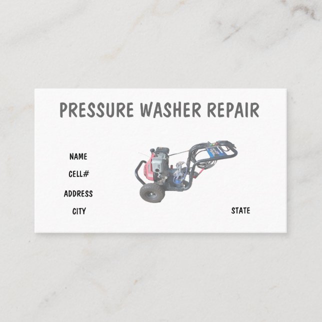 Tarjeta De Visita Pressure Washer Repair (Anverso)