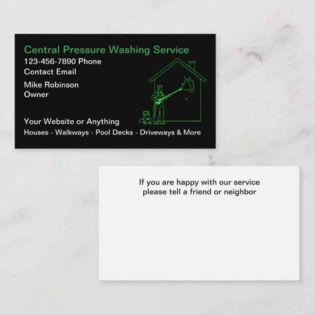Tarjeta De Visita Pressure Washing Services Business Cards (Anverso / Reverso)