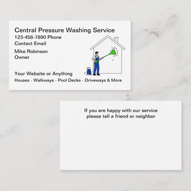 Tarjeta De Visita Pressure Washing Services Business Cards (Anverso / Reverso)