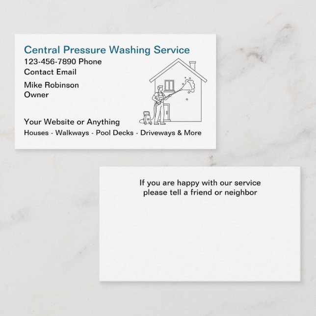 Tarjeta De Visita Pressure Washing Services Business Cards (Anverso / Reverso)