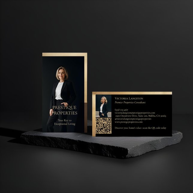 Tarjeta De Visita Prestige Luxury Realtor Law Firm Gold & Black Luxe (Prestige Luxury Realtor Law Firm Gold & Black Luxe Business Card)