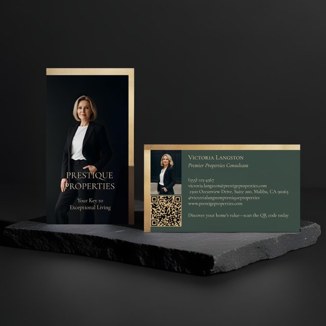 Tarjeta De Visita Prestige Luxury Realtor Law Firm Gold & Black Luxe (Prestige Luxury Realtor Law Firm Gold & Black Luxe Business Card)