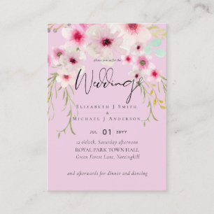 Tarjeta De Visita Presupuesto del Boda floral rosado de Rubor