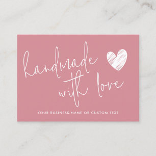 Tarjeta De Visita Presupuesto hecho a mano con amor rosa gracias cui