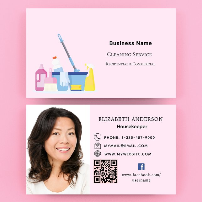 Tarjeta De Visita Prima de foto de código QR rosa del servicio de li (Subido por el creador)