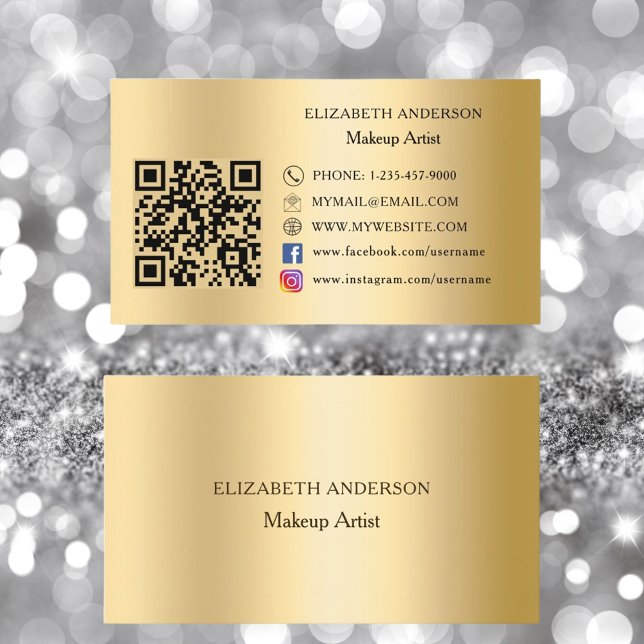 Tarjeta De Visita Prima de medios sociales con código Qr Gold (Subido por el creador)