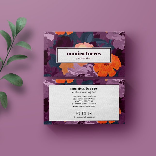 Tarjeta De Visita Primavera de Borgoña Flores Naranjas Iconos social (Subido por el creador)